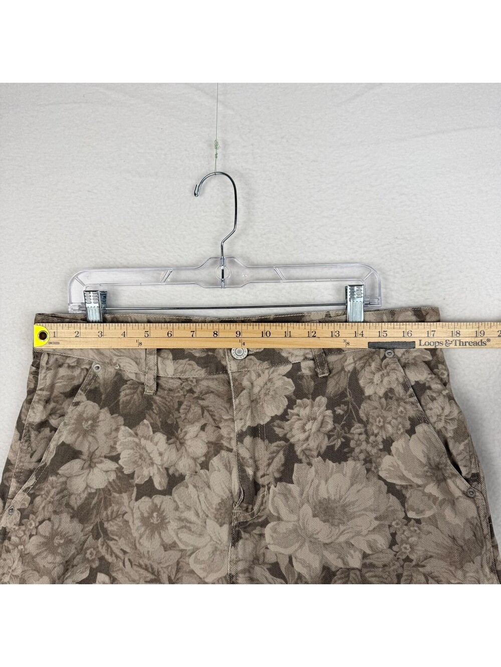 Pacsun Baggy 34x32 Floral AOP Carpenter Cargo Jeans Brown Wide Leg Skater Y2K - Picture 5 of 9